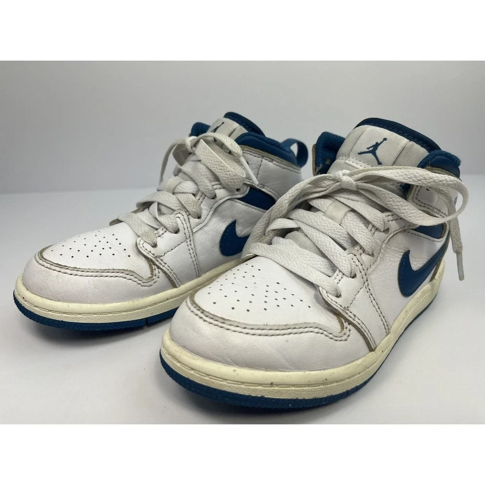Jordan 1 Mid SE White / Industrial Blue-Sail Kid's Size 12.5C Shoes FN7493-141